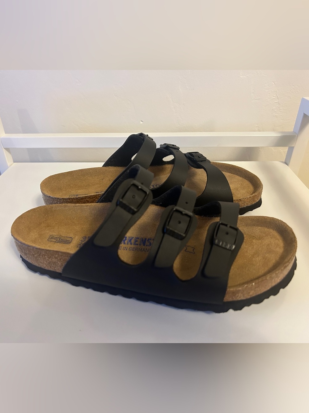 Birkenstock Florida Multi-Strap Sandals Black Size 37 Regular Width Soft Footbed